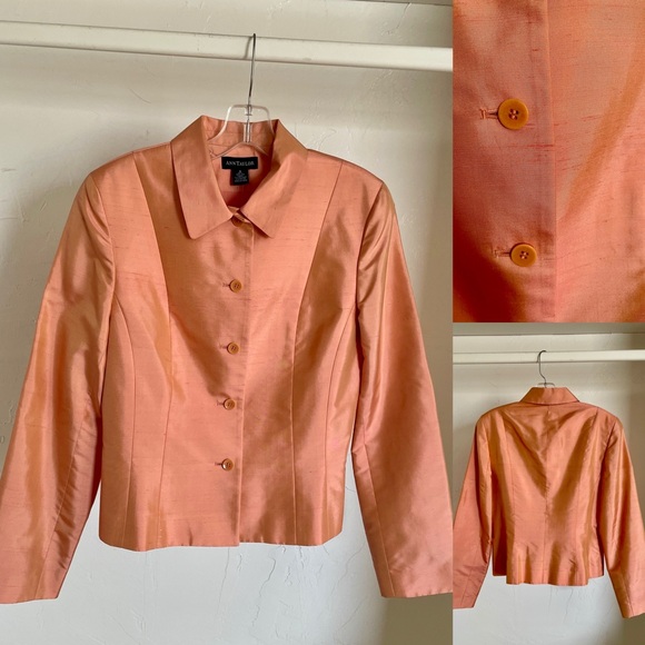 NWT ANN TAYLOR Peach SILK Lightweight JACKET Size 8 - Picture 3 of 10
